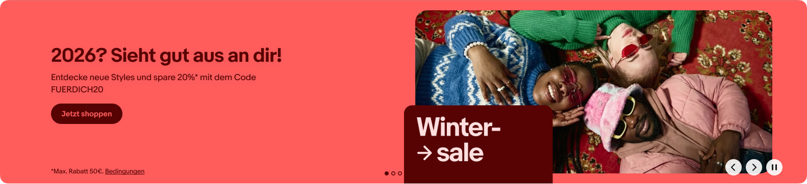 eBay homepage hero — Winter Sale, 2026? Sieht gut aus an dir